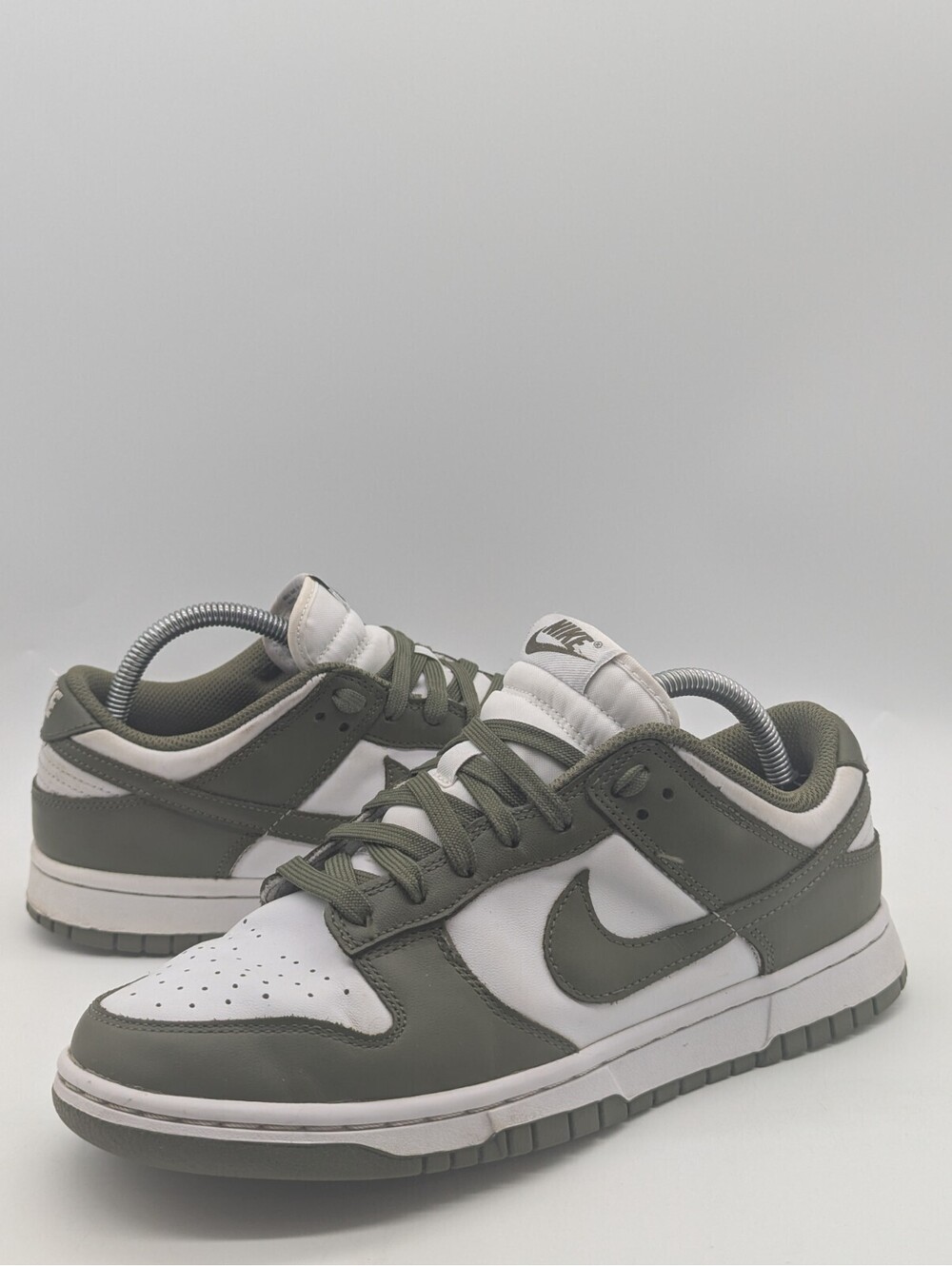Women's Size 9.5 Nike Dunk Low Medium Olive Green White DD1503-120 Sneaker Shoes